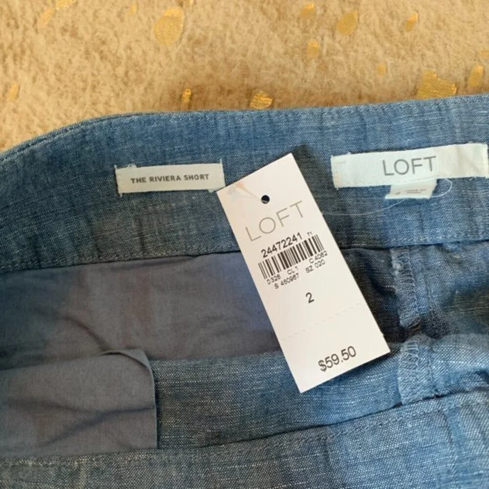 LOFT Scallop Hem Chambray Riviera Short